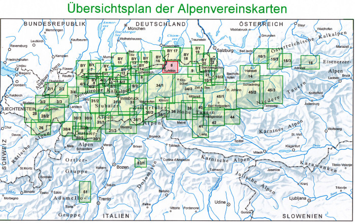 detail Kaisergebirge 1:25 000, turistická mapa letní a zimní, Alpenverein #8