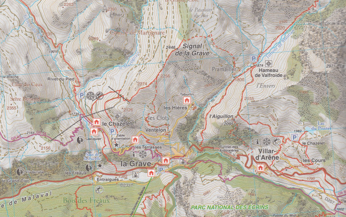detail A5 Belledonne, Grenoble 1:50t mapa RANDO
