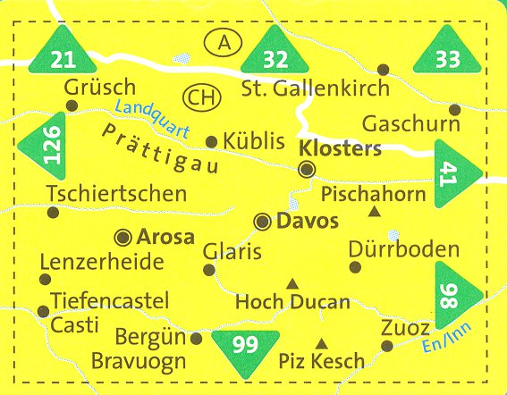 detail Davos, Arosa 1:50t mapa #113 KOMPASS