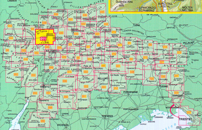 detail Merano a okolí 1:25 000 turistická mapa TABACCO #011