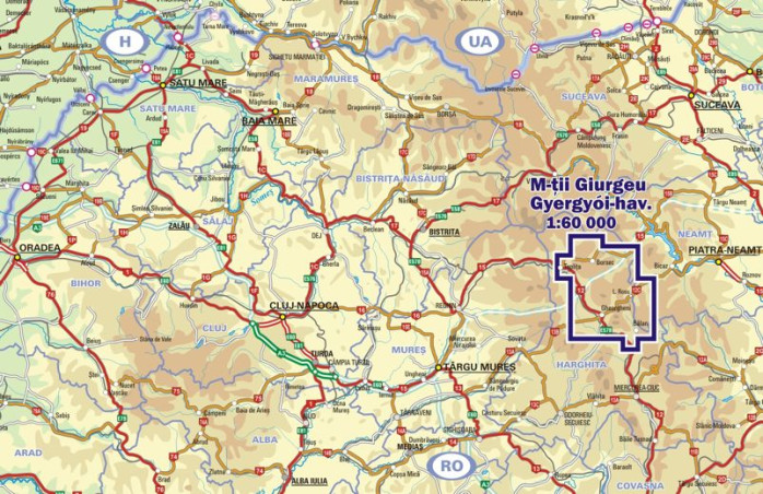 detail Giurgeu and Hasmas 1:60t turistická mapa DIMAP