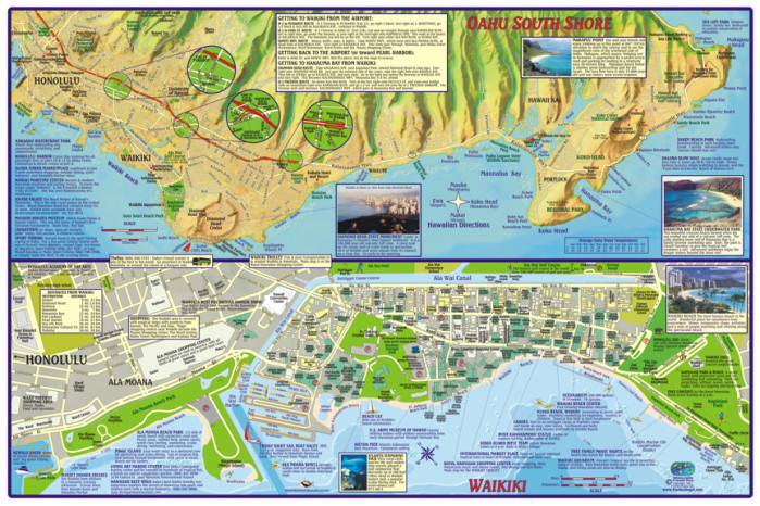 detail Oahu 1:176t Guide mapa + Waikiki plan FRANKO´s
