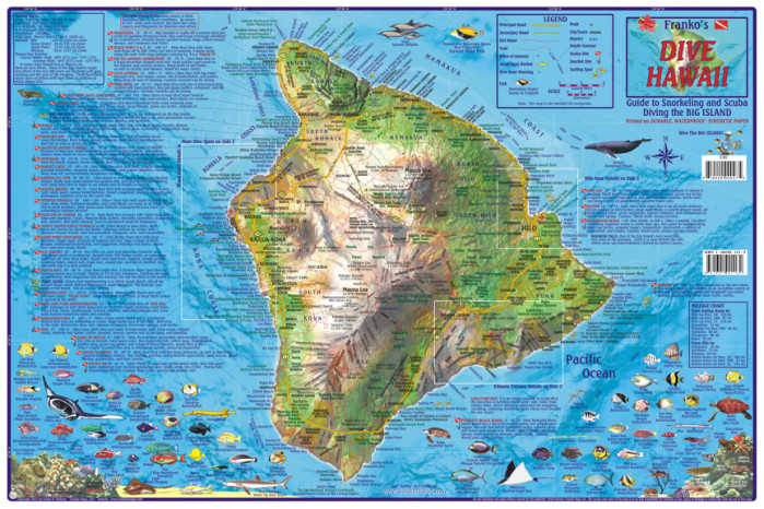 detail Hawaii Big Island 1:420t Dive mapa FRANKO´S