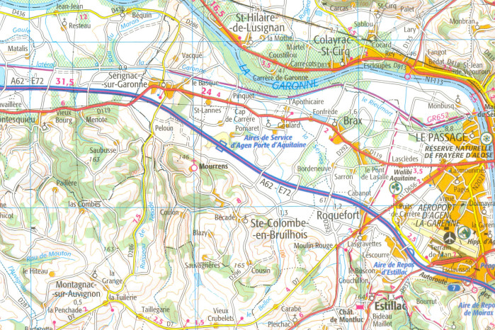 detail IGN 160 Agen Marmande 1:100t mapa IGN
