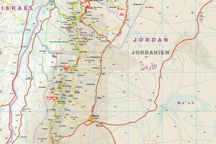 detail Jordánsko (Jordan) 1:400.000 mapa RKH