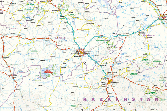 detail Kazachstán (Kazakhstan) 1:2.000.000 mapa RKH