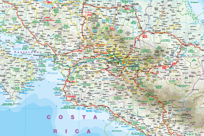 detail Kostarika (Costa Rica) & Panama 1:550.000 mapa RKH
