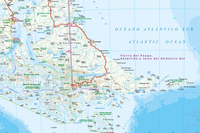 detail Patagonia & Tierra del Fuego 1:1.400.000 mapa RKH