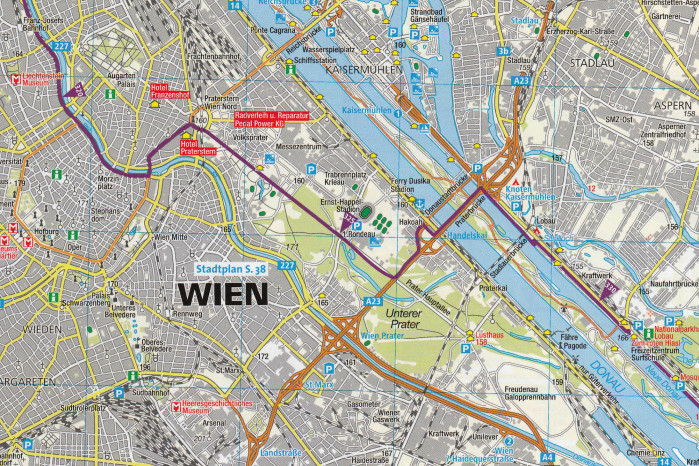 detail Dunajská stezka (Pasov - Bratislava) 1:50t mapa #7004 KOMPASS