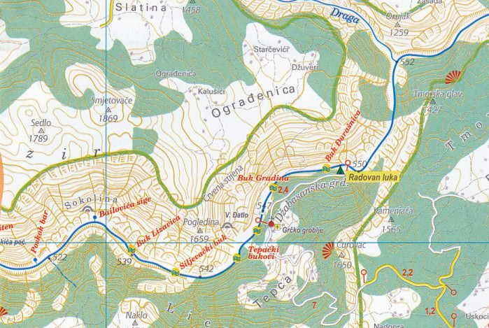 detail Kaňon řeky Tara 1:100.000 turistická mapa IS
