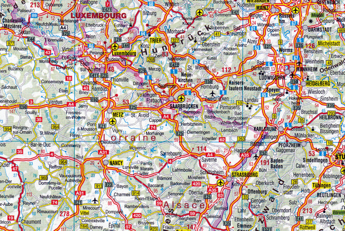 detail Evropa (Europe) 1:2,5m mapa ITM