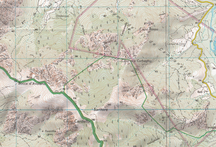 detail IGN 4149 OT Calvi, Cinque du Bonifatu, PNR de Corse 1:25t mapa IGN