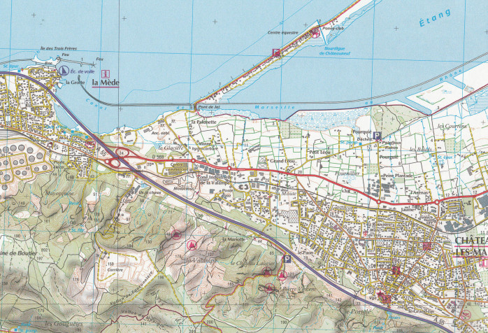 detail IGN 3144 OT Etang de Berre 1:25t mapa IGN