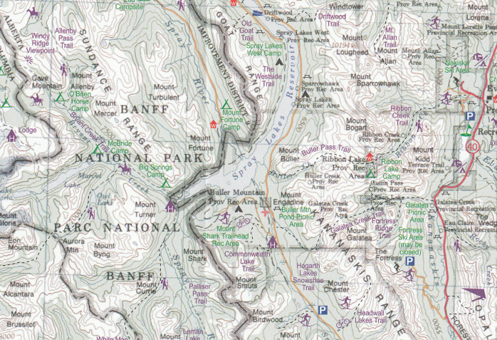 detail Kanadské Skalisté hory (Canadian Rockies) 1:250t mapa ITM