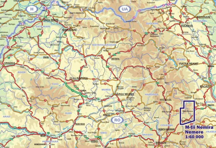 detail Muntii Nemira 1:60t turistická mapa DIMAP