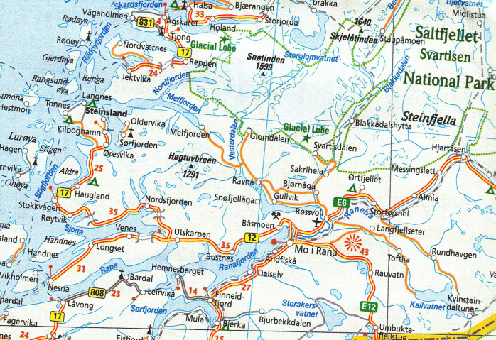 detail Norsko (Norway) 1:650t mapa ITM