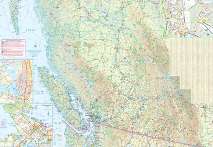 detail Britská Kolumbie (British Columbia) 1:1.250.000 cestovní mapa ITMB
