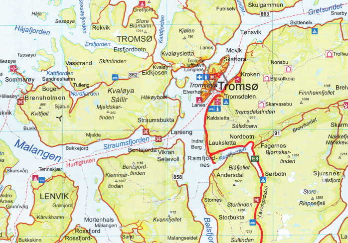 detail Norsko Sever 1.400t mapa Troms/Finnmark #2157