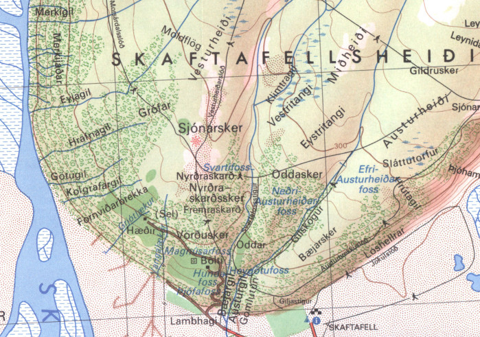 detail Skaftafell NP Island 1:25t - 100t mapa FERDAKORT