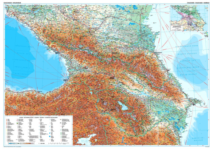 detail Kavkaz (Caucasus) 1:1m mapa GIZI