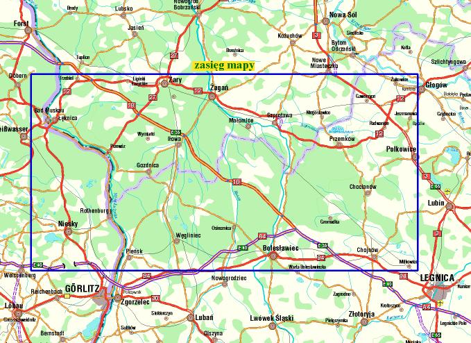 detail Bory Dolnoslaske, Nisa - Kwisa - Bobr 1:75 000 turistická mapa Galileos