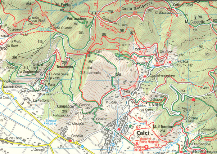 detail Toskánsko - Pisa, Livorno, San Miniato 1:50t mapa #2457 KOMPASS