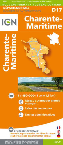Charente-Maritime departement 1:150.000 mapa IGN