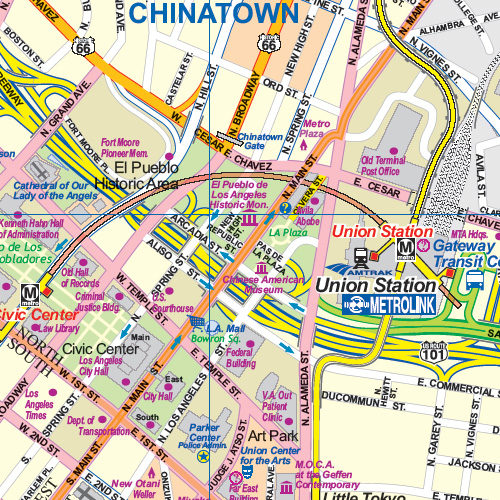detail Los Angeles & Kalifornie jih (Los Angeles & Southern California) 1:15t/1:1m mapa
