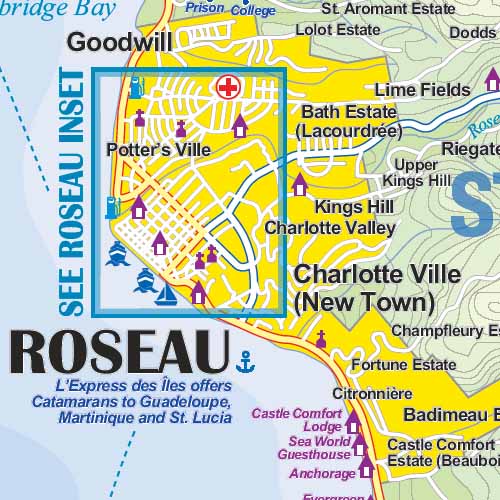 detail Dominica & St. Lucia 1:50t/1:40t mapa ITMB