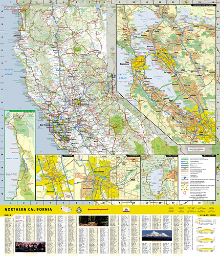 detail Kalifornie Sever (USA) cestovní mapa GPS komp. NGS