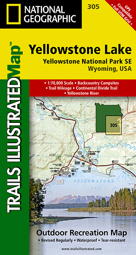 Yellowstone Lake turistická mapa GPS komp. NGS