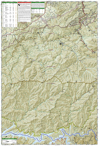 detail Cades Cove / Elkmont Great smoky mountains národní park turistická mapa GPS komp