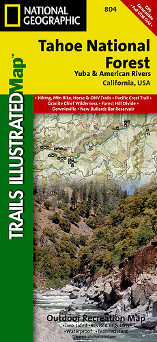 detail Tahoe National Forest, Yuba &Am. Rivers národní park (Kalifornie) turistická map