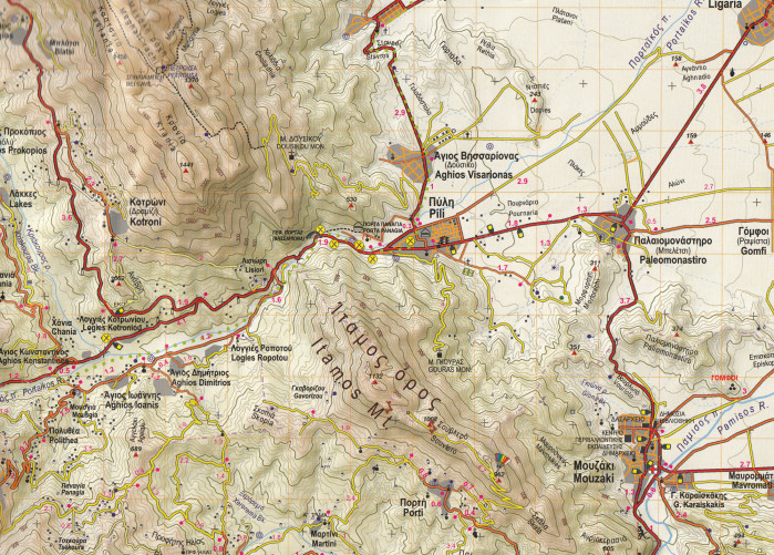 detail Pindos jih - Tzoumerka, Peristeri 1:50t, turistická mapa ANAVASI