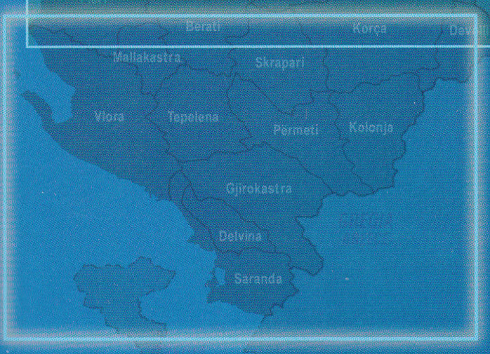 detail Albánie Jih (Albania South) 1:200t mapa VEKTOR