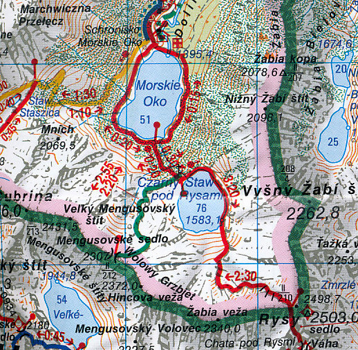 detail Vysoké Tatry 1:50.000 turistická mapa #113 VKÚ