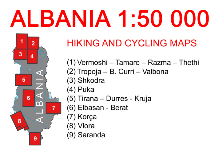 detail Albánie 1:50 000 (2) Tropoja – B. Curri – Valbona