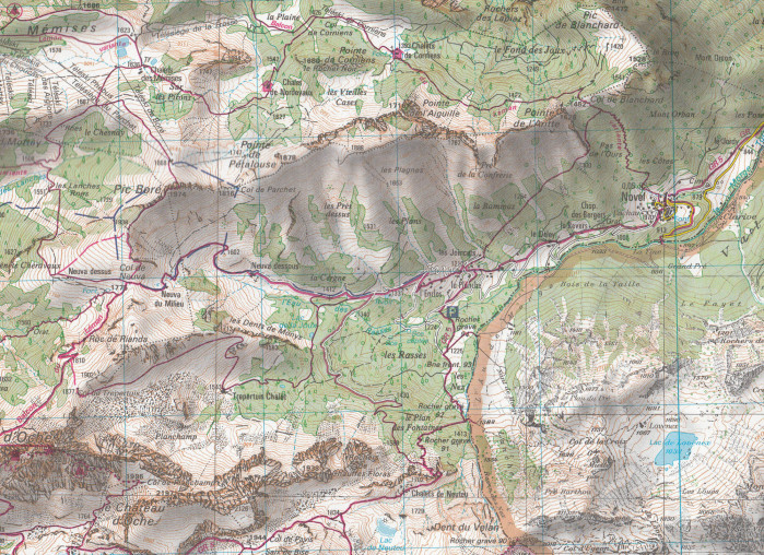 detail IGN 3528 ET Morzine, Massiv du Chabla 1:25t mapa IGN