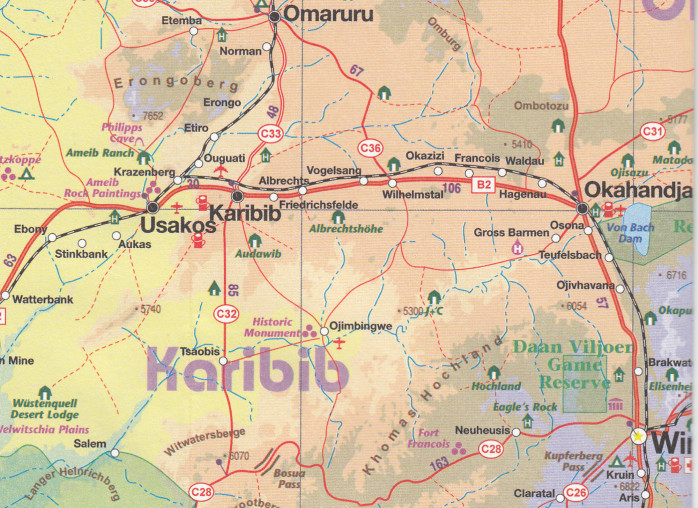 detail Namibie (Namibia) 1:1,6m mapa ITM