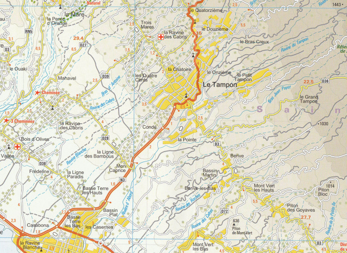 detail Mauricius, Réunion 1:90.000 mapa RKH