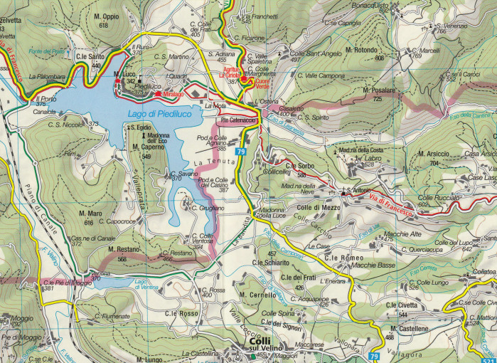 detail Umbria - Foligno, Spoleto, Terni, Valnerina 1:50t mapa KOMPASS #2473