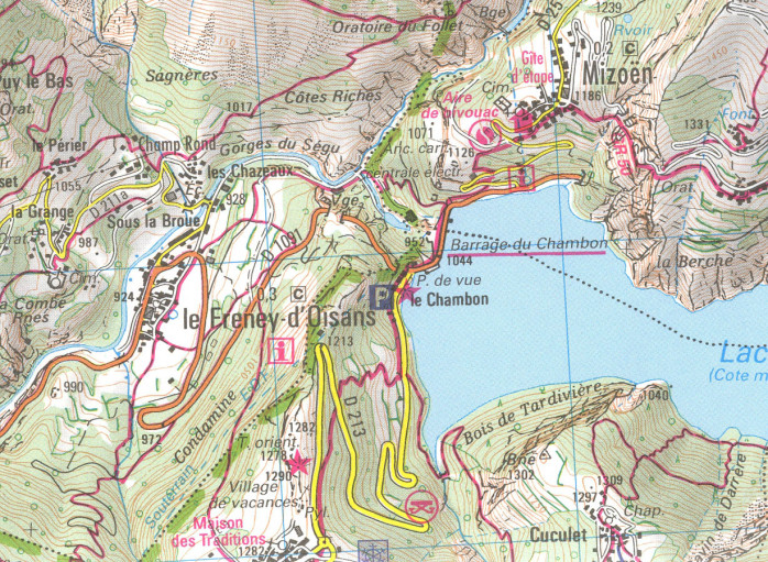 detail IGN 3336ET Les Deux Alpes 1:25t mapa IGN