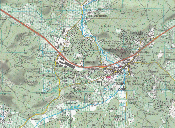 detail IGN 3444 OT Brignoles Le Luc 1:25t mapa IGN