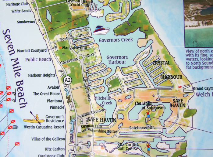 detail Kajmanské ostrovy (Cayman Islands) 1:28t/ 1:90t guide & dive mapa FRANKO´S