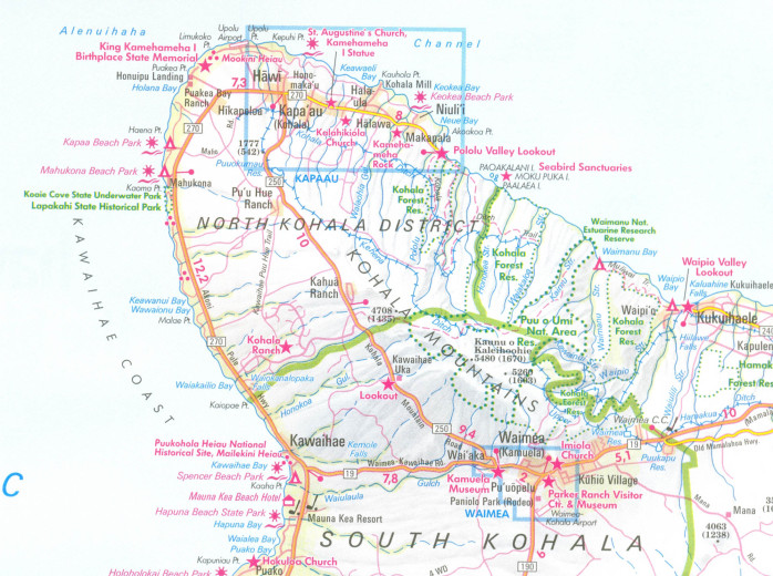 detail Havaj (Hawaii) - Big Island 1:330t mapa Nelles