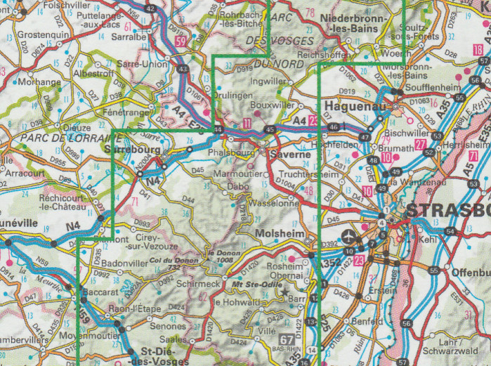 detail Vosges du Nord, Mont St Odile 1:75t mapa IGN