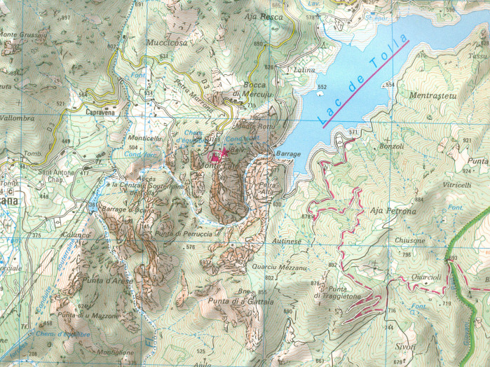detail IGN 4252 OT Monte Renoso / Bastelica / PNR de Corse 1:25t mapa IGN