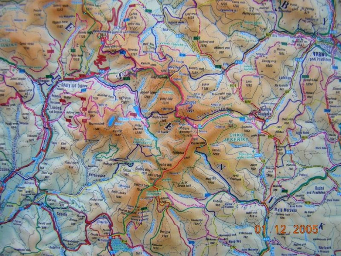 detail Jeseníky 1:80t reliéfní mapa HP