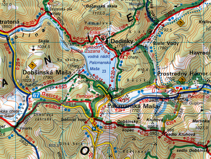 detail Slovenský ráj 1:50.000 turistická mapa #124 VKÚ