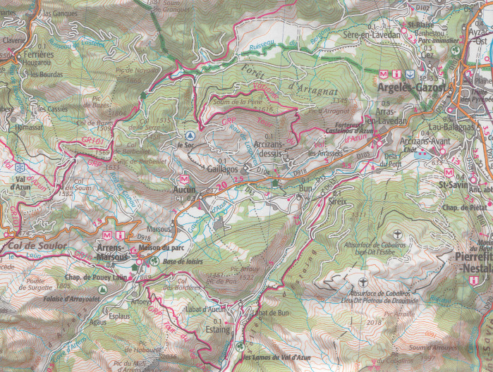 detail Vignemale, Pic de Ger, Vallée d´Ossau 1:75t mapa IGN